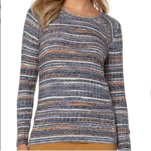 DIJON GOLD + BLUE MITERING CREWNECK TOP